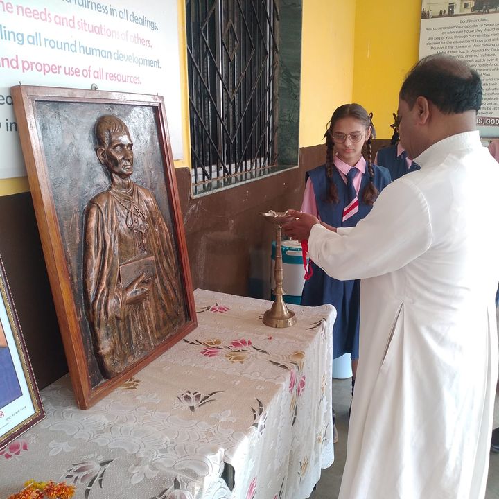 A prayer and homage ceremony at the school