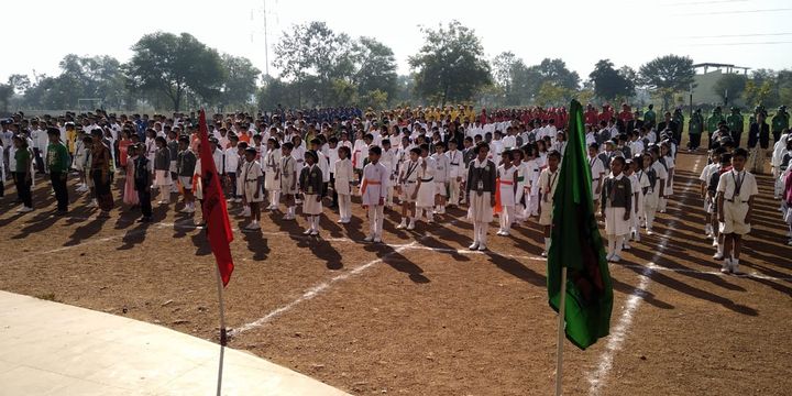 Republic Day parade on the school ground